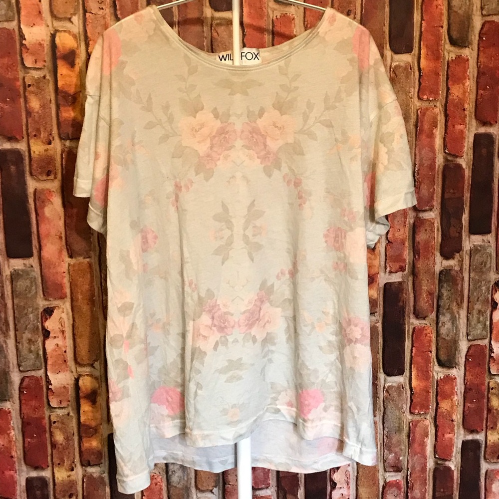 Wildfox pastel colors floral oversized tee